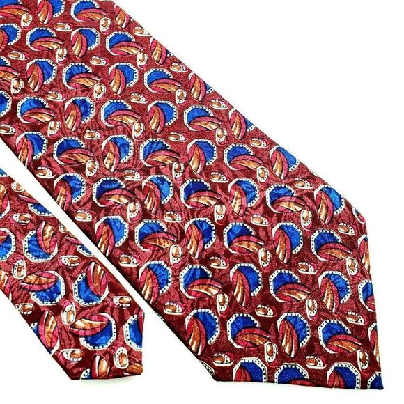 Christian Dior Monsieur Polyester Tie Red‎ Blue Abs - Picture 1 of 6